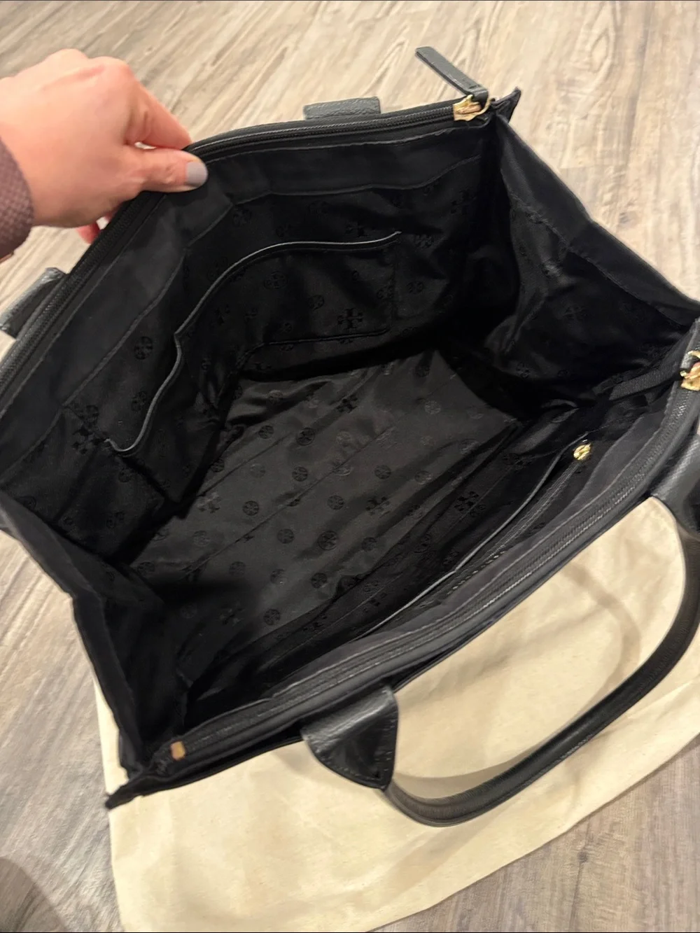 Tory Burch Ella Black Leather Tote Bag